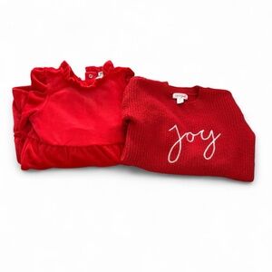 Girls bundle red dress and sweater 2T